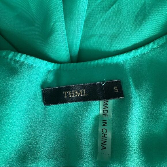 THML Green Shift Dress Beaded Embroidered Sleeveless Lined Size Small - Picture 8 of 13